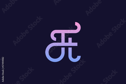 Letter F and T Monogram Logo Design Vector