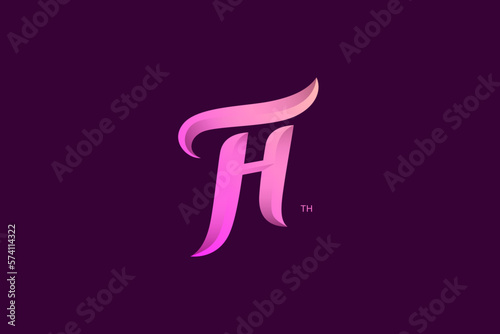 Letter T and H Monogram Logo Design Vector