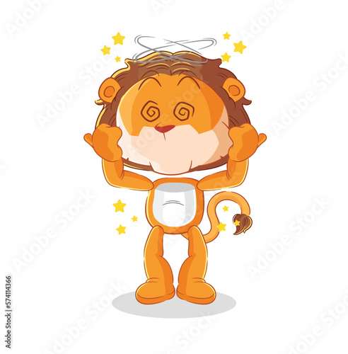 lion dizzy head mascot. cartoon vector