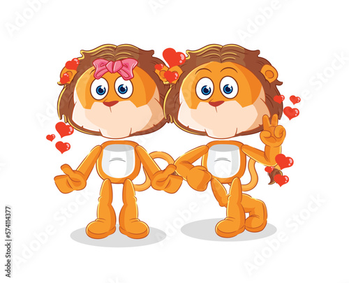 lion dating cartoon. character mascot vector