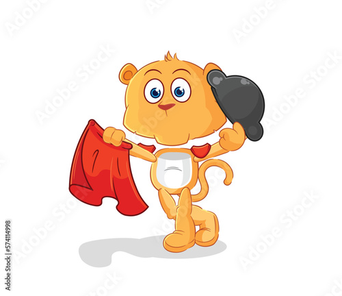 lioness matador with red cloth illustration. character vector