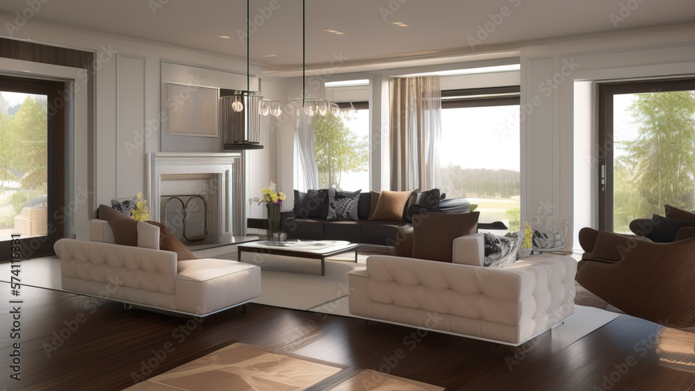 Fototapeta premium Elevated Mansion Living Room, Generative AI