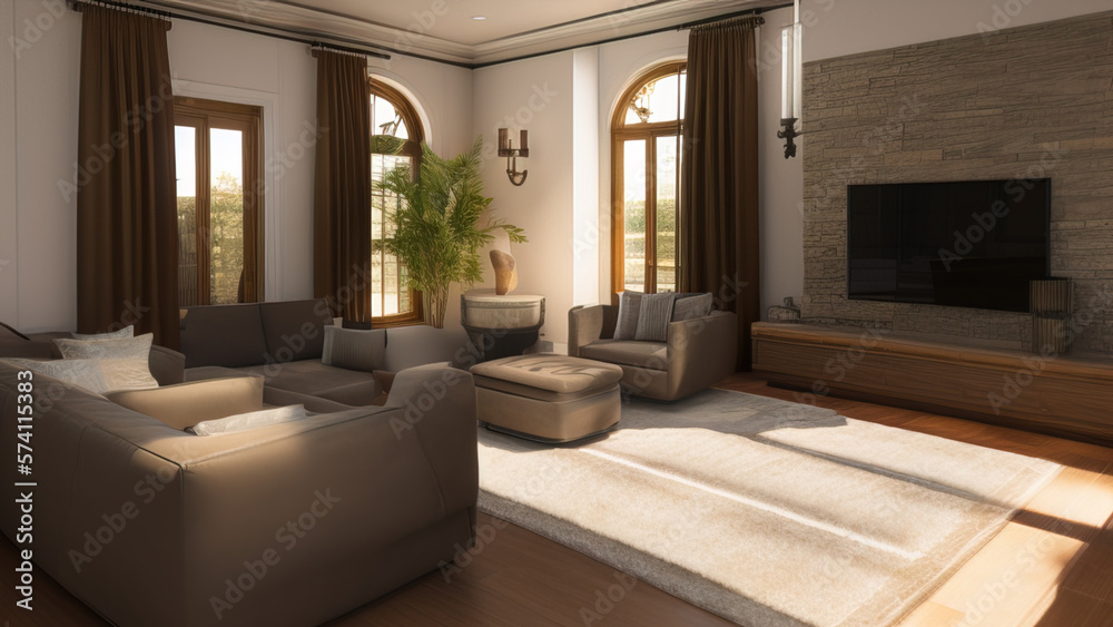 Naklejka premium Mansion Living Room of Prestige, Generative AI