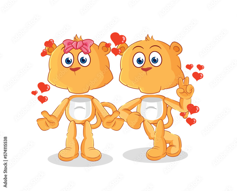 lioness dating cartoon. character mascot vector lioness dating cartoon. character mascot vector