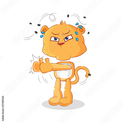 lioness swat fly character. cartoon mascot vector