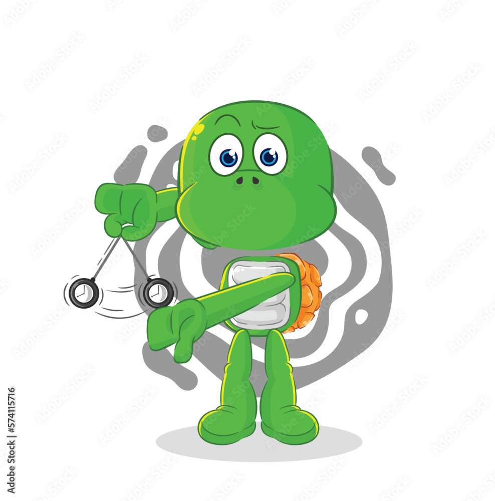 turtle hypnotizing cartoon. cartoon mascot vector turtle hypnotizing cartoon. cartoon mascot vector