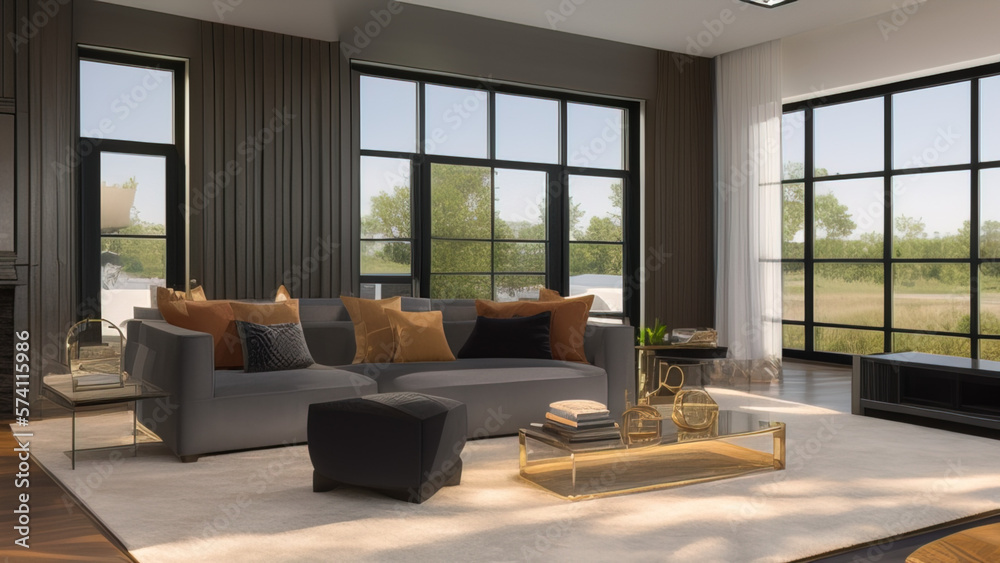 Fototapeta premium Prestigious Mansion Living Room, Generative AI