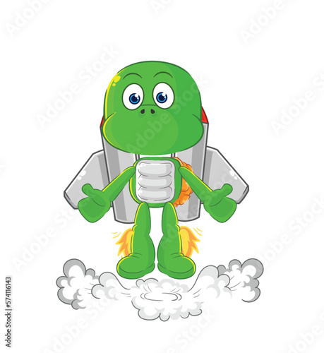 turtle with jetpack mascot. cartoon vector
