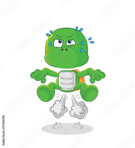 turtle fart jumping illustration. character vector