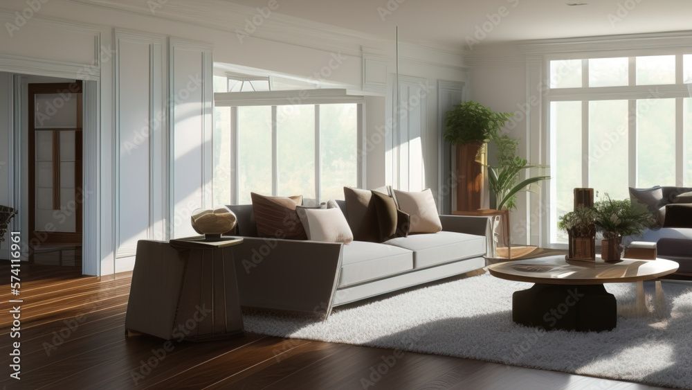 Fototapeta premium Well-appointed Mansion Living Room, Generative AI