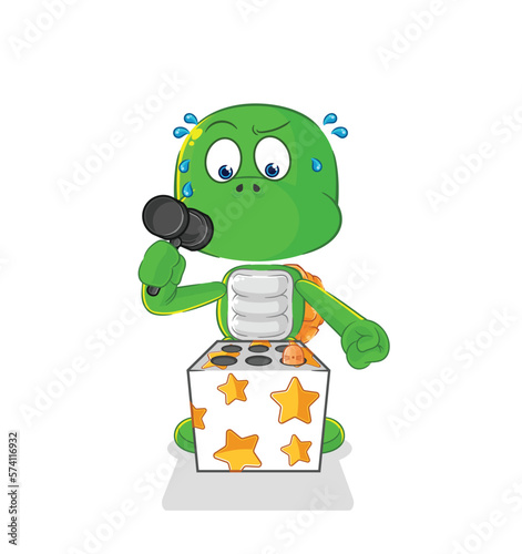 turtle play whack a mole mascot. cartoon vector