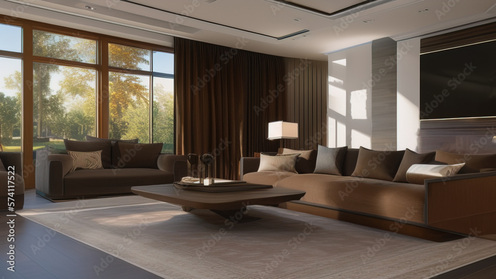 Naklejka premium Mansion Living Room of the Super Rich, Generative AI