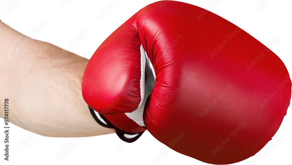 Red Boxing Glove on Hand, Isolated