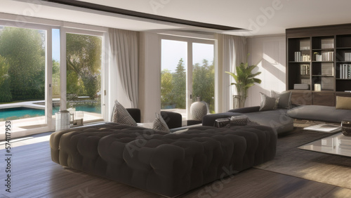 Lavish Living Room in a Mansion, Generative AI