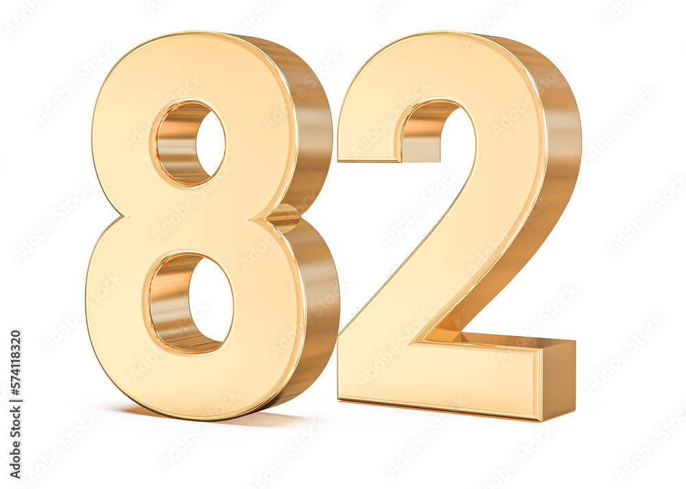 3d gold Number 82