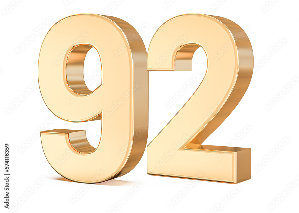 3d gold Number 92 3d gold Number 92