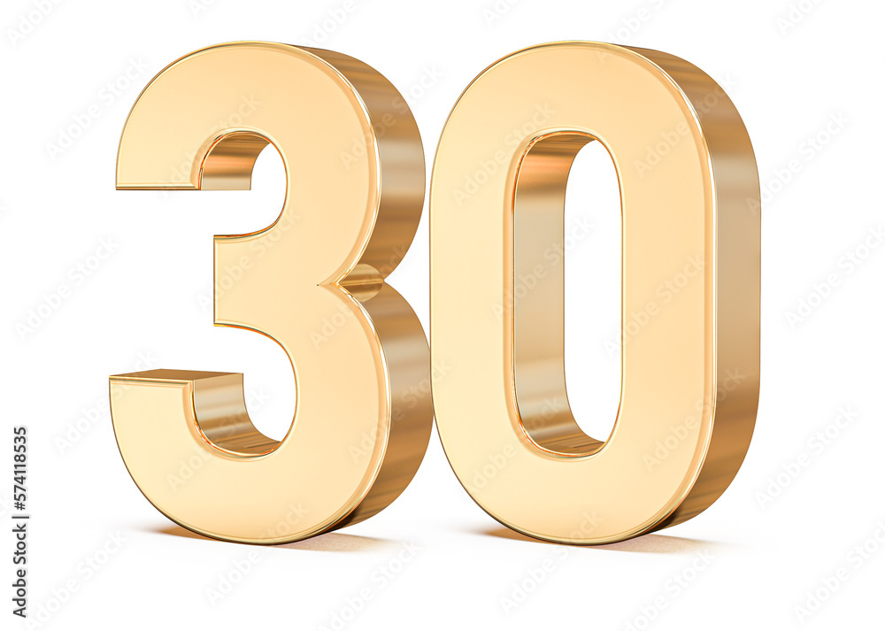 3d gold Number 30 3d gold Number 30
