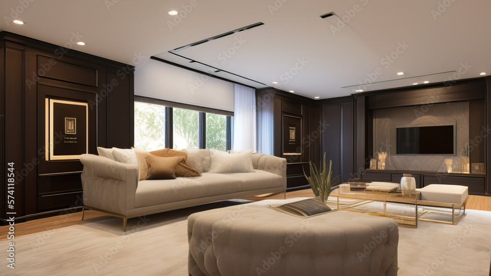 Fototapeta premium Prestigious Mansion Living Room, Generative AI