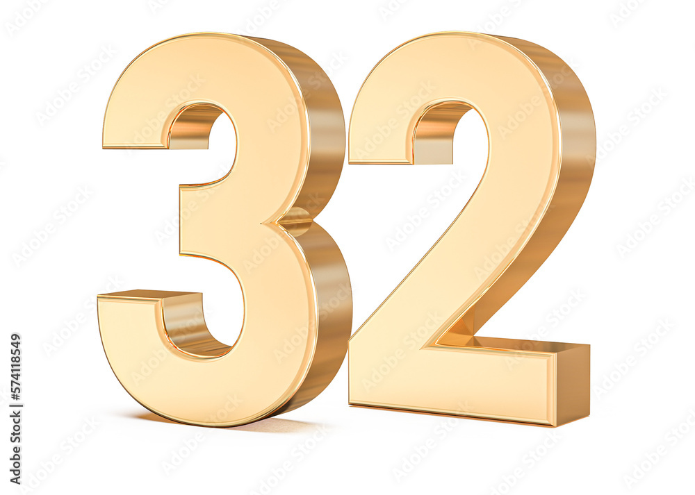 3d gold Number 32 3d gold Number 32