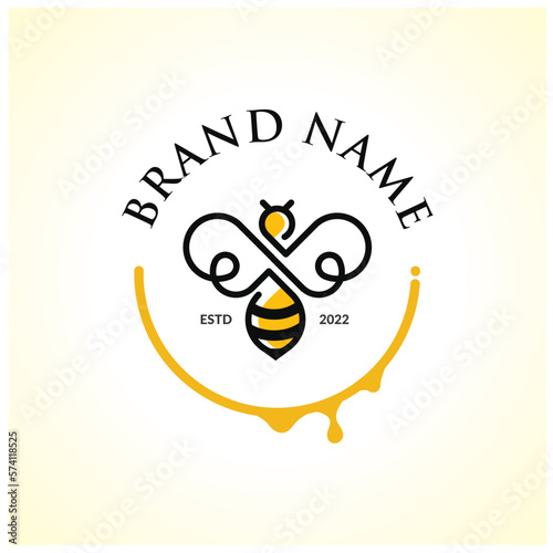 Vector illustration of abstract infinity bee logo design