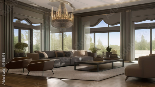 Lavish Living Room in a Mansion, Generative AI © Francisco