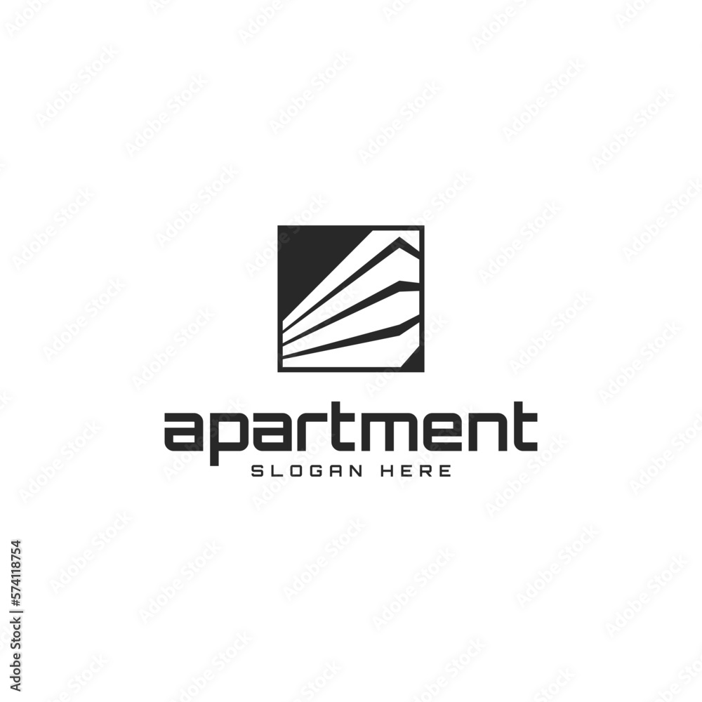 Naklejka premium geometric apartment logo business vector design template. modern skyscraper iconic logo design vector ideas inspiration with minimalist and elegant styles 