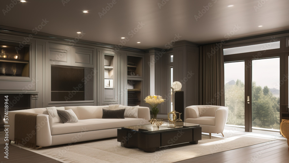 Fototapeta premium Marvellous Living Room in a Mansion, Generative AI