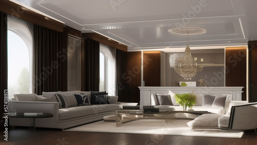 Modern Mansion Living Room  Generative AI