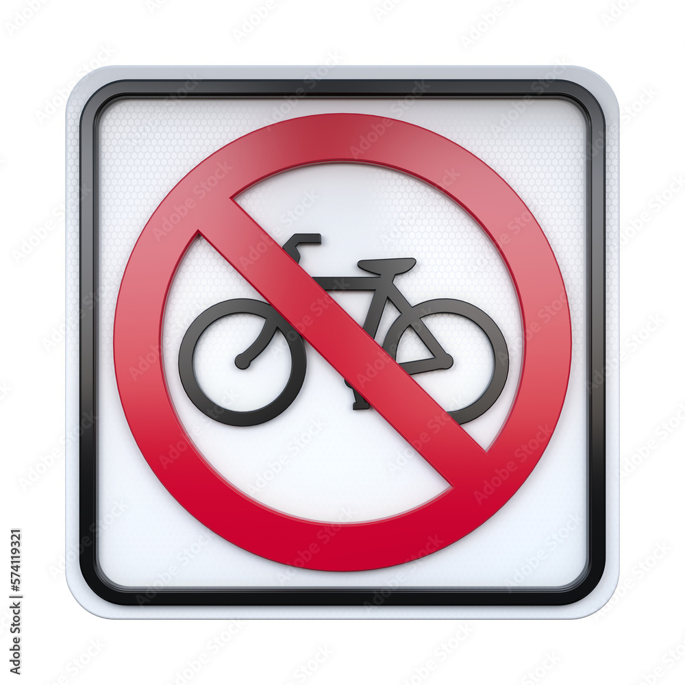 3D illustration of road traffic sign No Bicycles 3D illustration of road traffic sign No Bicycles