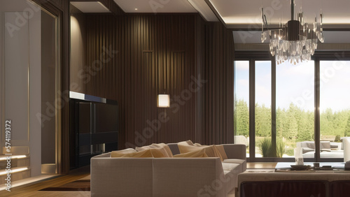 Regal Mansion Living Room, Generative AI © Francisco