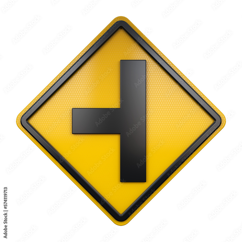 3D illustration of road traffic sign Side Road 3D illustration of road traffic sign Side Road