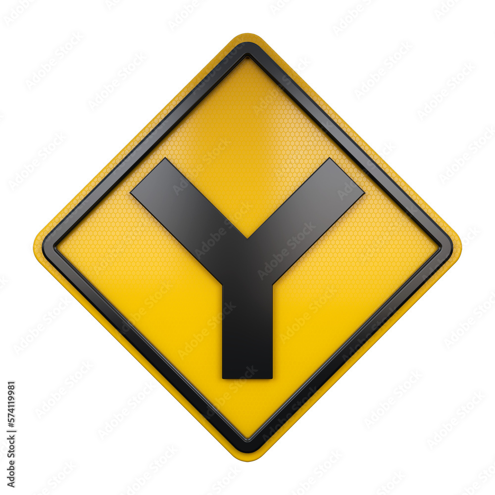 Obraz premium 3D illustration of road traffic sign Y junction