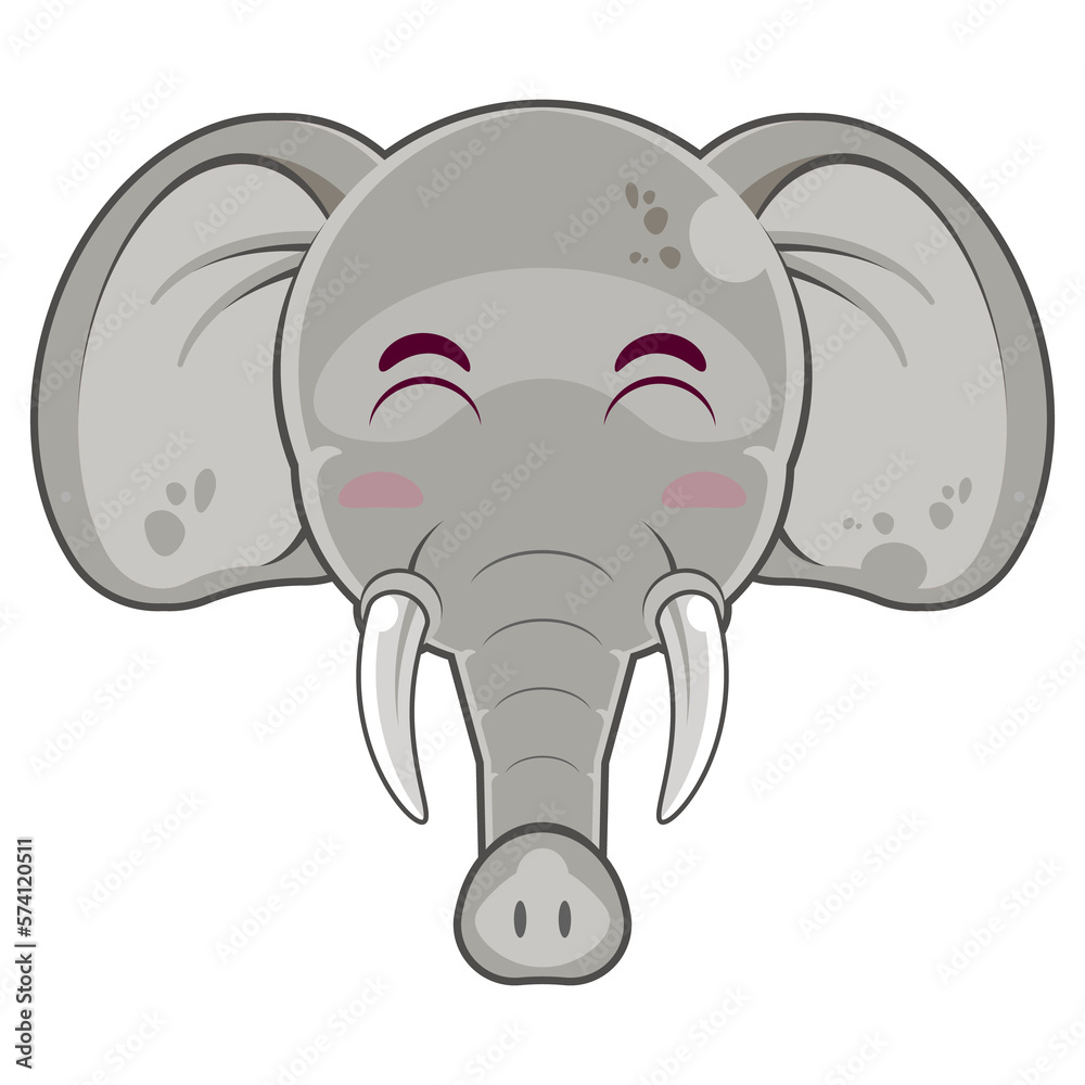 Fototapeta premium elephant happy face cartoon cute