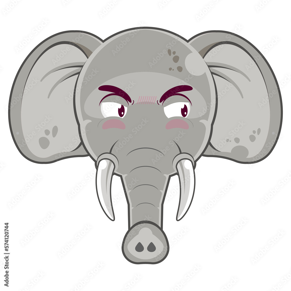 Fototapeta premium elephant angry face cartoon cute