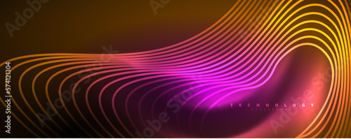 Techno neon wave lines  dynamic electric motion  speed concept. Templates for wallpaper  banner  background  landing page  wall art  invitation  prints