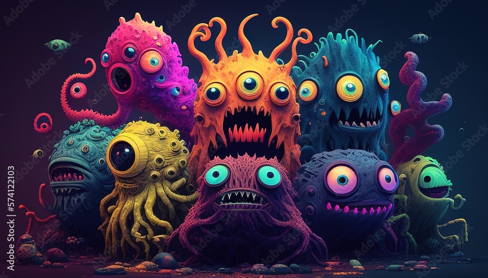 Obraz premium Vibrant creepy creatures