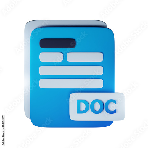 3d Render Illustration Icon Modern Doc File Extension 3D Icon Documents Management