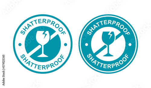 Shatterproof with glass logo vector set. Suitable for product label