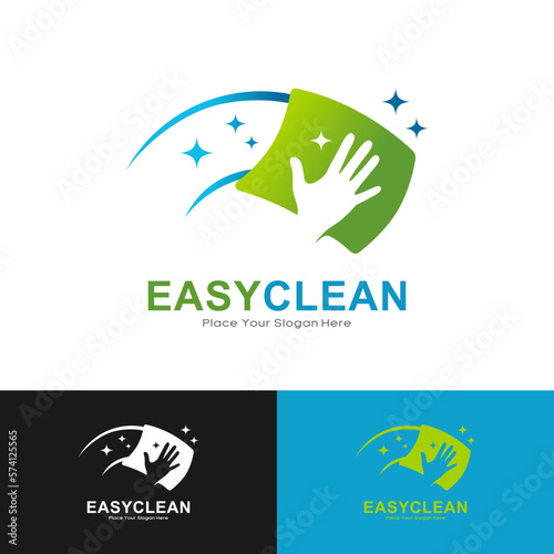 Easy clean with hand vector logo template. Suitable for business, service, cleaning and information
