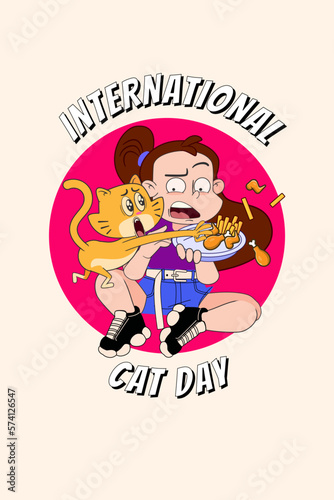 Fondo plano del día internacional del gato