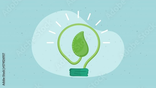 ecology bulb with leaf animation photo