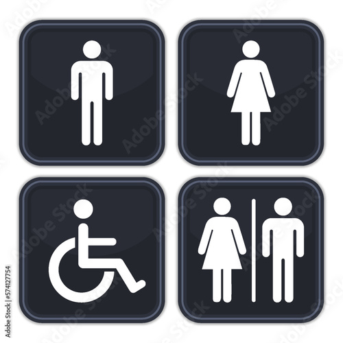 toilet sign restroom public sign symbol man woman wc simple black minimalist design illustration