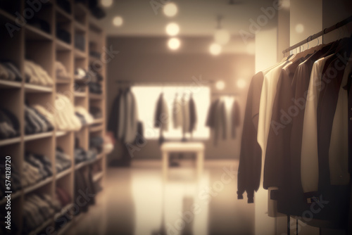 Fashion clothes shop blurred background  Generative AI