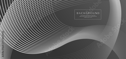 Greyscale modern blend wave line abstract background. Flowing waves lines design