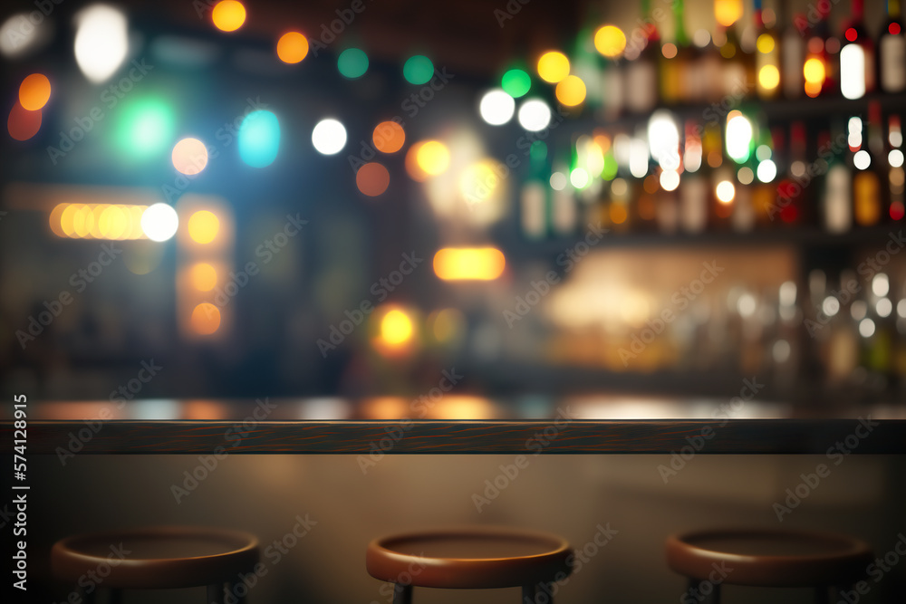 Bar table with blurred background, Generative AI