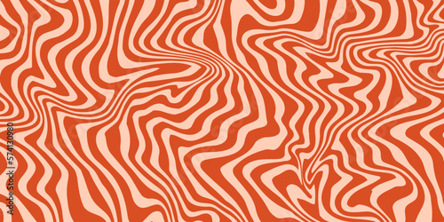 Retro groovy background. Wavy vintage psychedelic wallpaper. Trippy pattern, cover, poster in 60s or 70s style. Liquid hippie texture. Vector