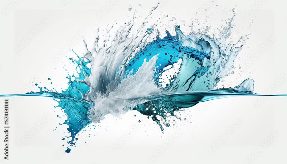 Obraz premium Water splash on blank background created with Generative AI technology
