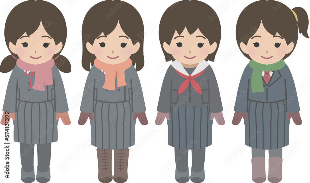 少女の冬の制服全身セット 少女の冬の制服全身セット