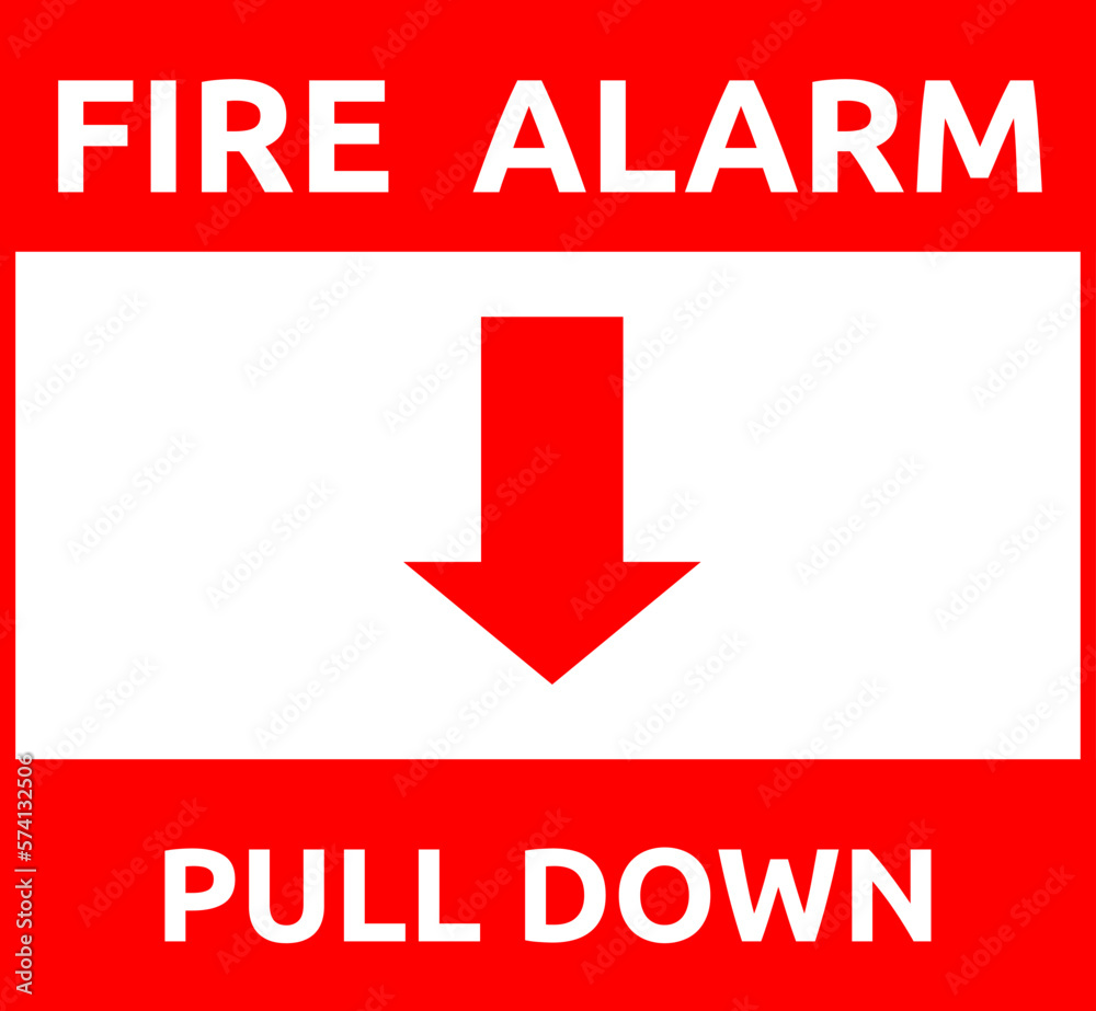 Fire alarm pull down safety label, vector Stock Vector Adobe Stock