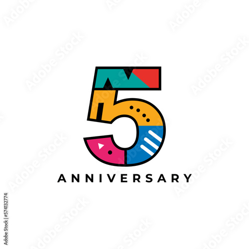 5th year celebrating anniversary logo design
